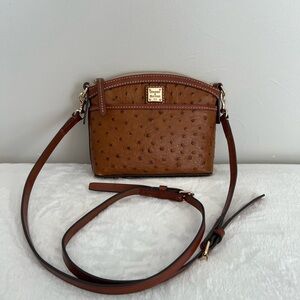 Dooney & Bourke Ostrich Embossed Leather Crossbody Bag Carmel
